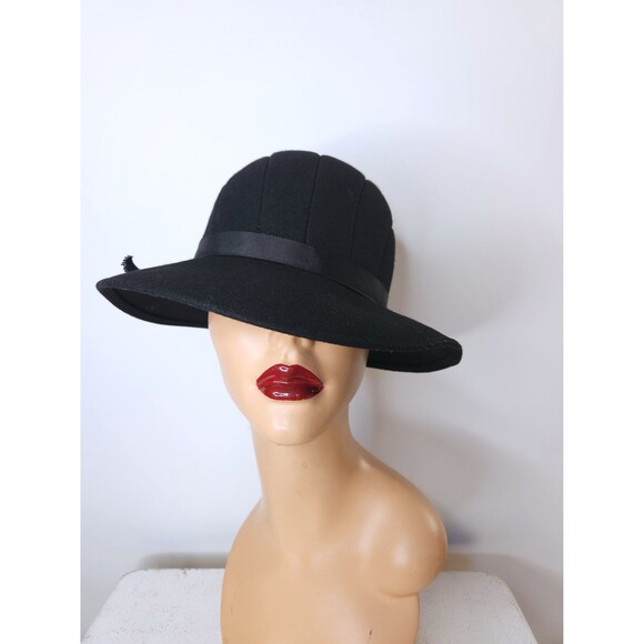 Vintage Black Wool Felt Hat -Made in USA Fedora Hat - Womens Wool Hat - Picture 3 of 10